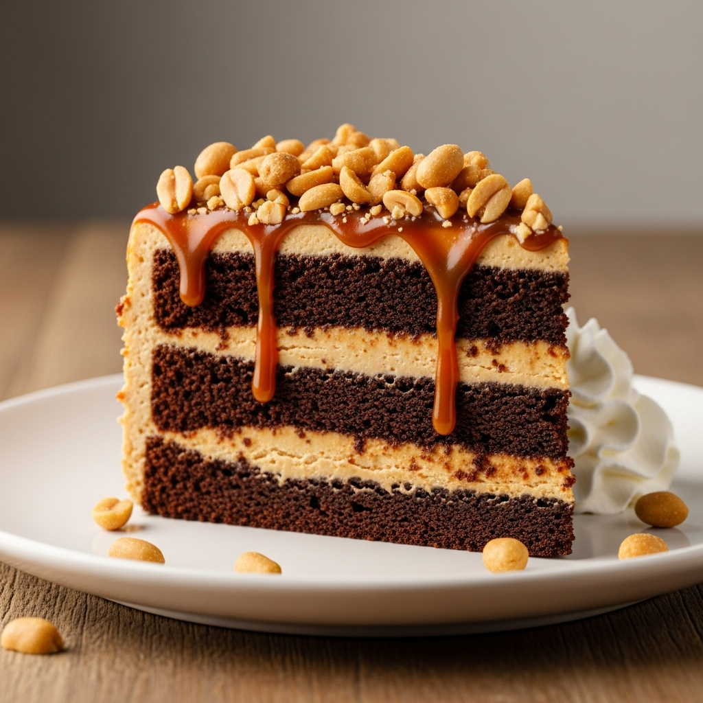 Caramel Peanut Fudge Cake