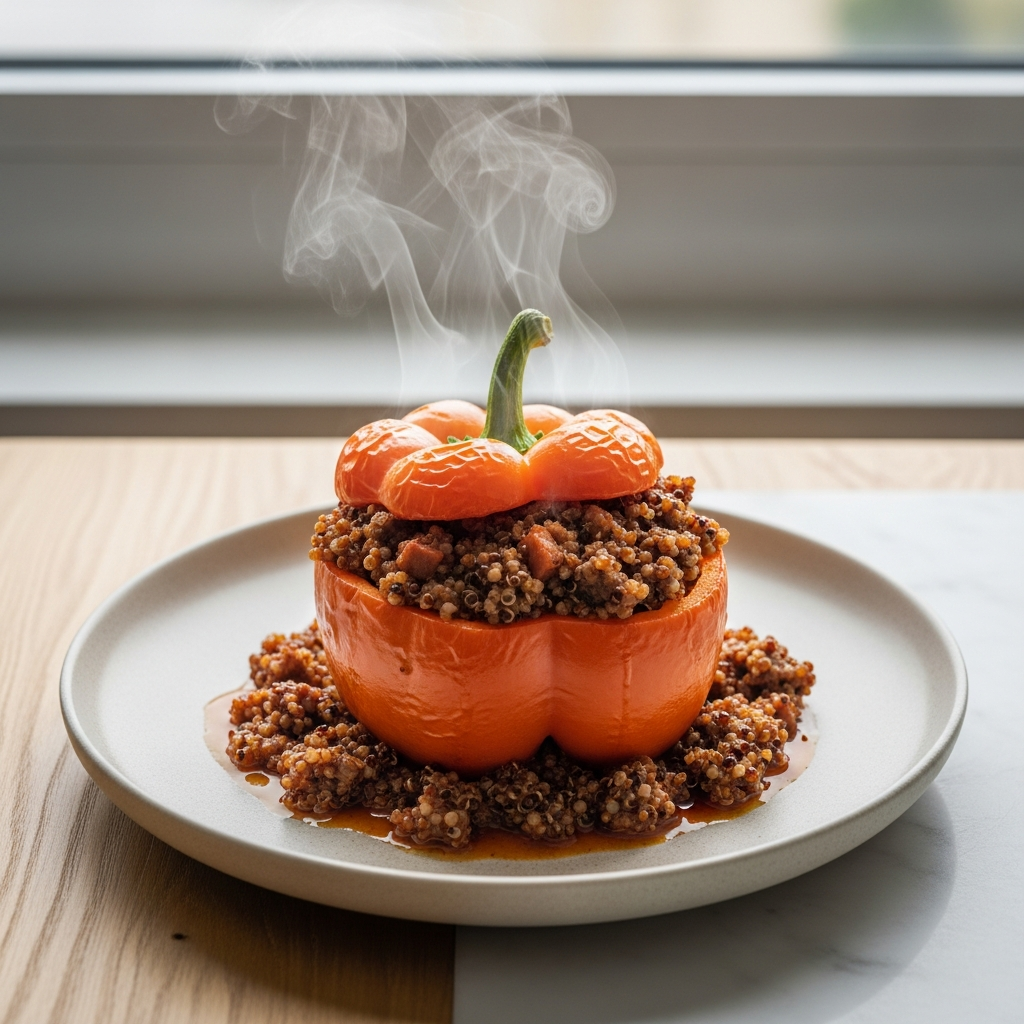 Chorizo and Beef Quinoa Stuffed Pepper