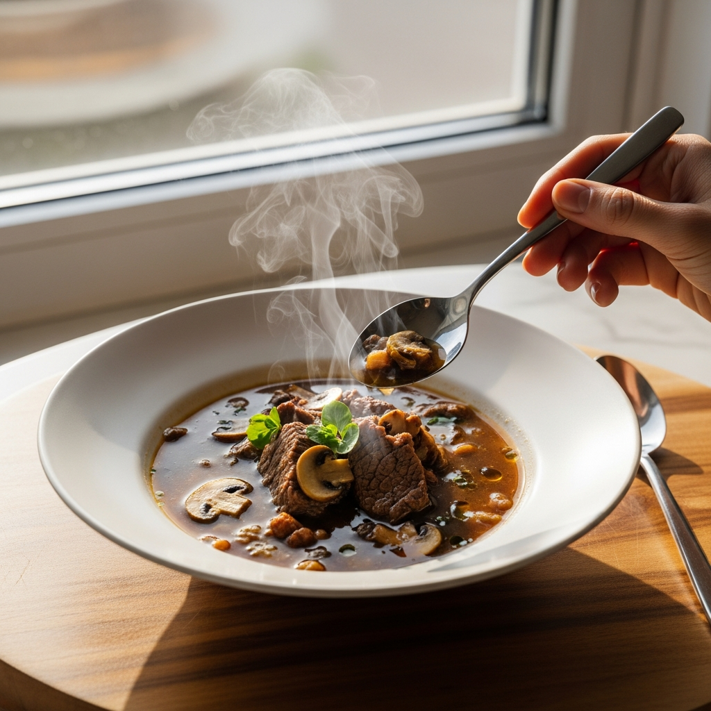 Hearty Beef and Mushroom Soup