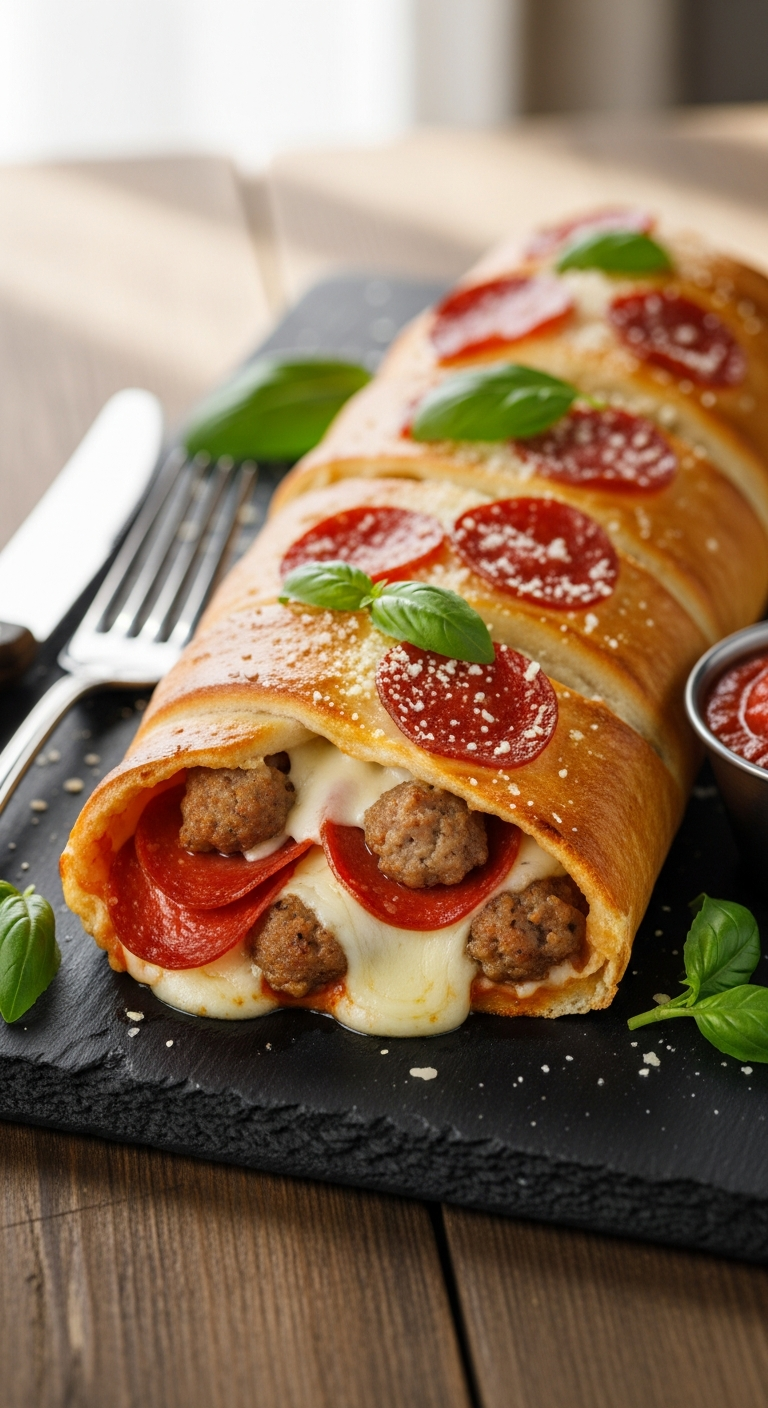Sausage & Pepperoni Stromboli